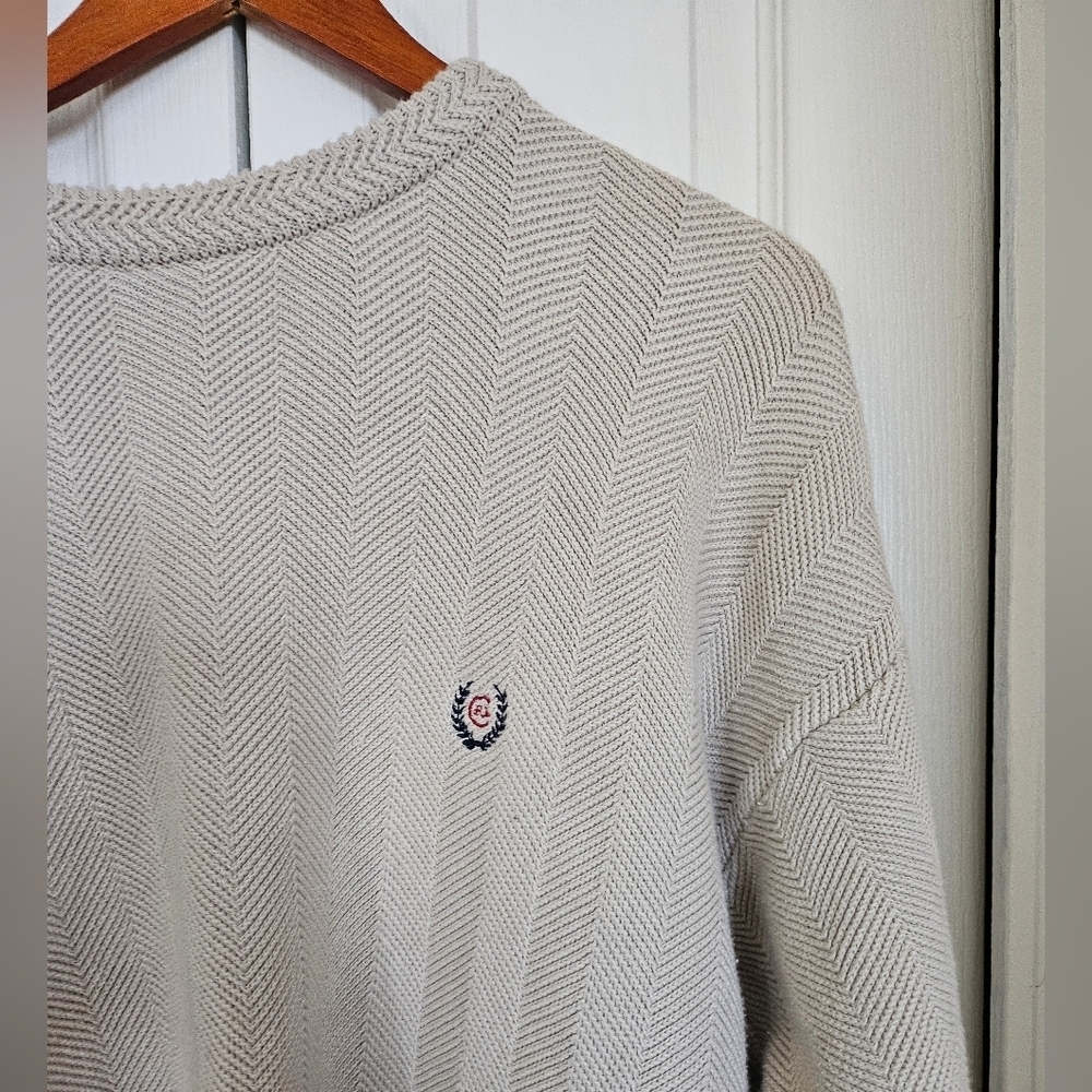 Chaps Ralph Lauren Men's Beige Crewneck Knit Cotton Preppy Casual Sweater Sz M. - Picture 4 of 16